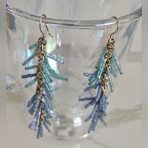 Elegant Blue and Gold Beaded Earrings